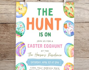 Easter Egg Hunt Invitation, Editable Template (Digital Download)