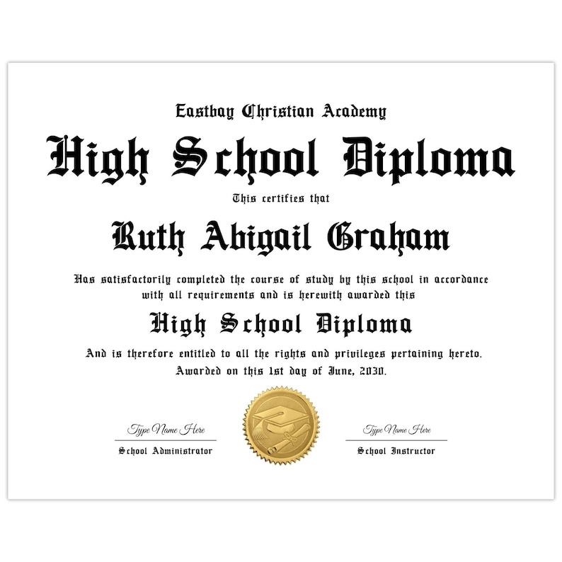 Editable Highschool Diploma Template Minimalist, Printable Homeschool ...