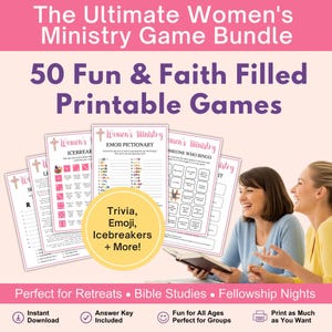 Women&#39;s Ministry Games Bundle, Christian Women Retreat Group Church Party Bible Study Games Adults, Bible Trivia, Church Game Activity