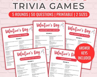 Valentines Day Trivia Game, Printable Galentine's Party (Digital Download)
