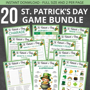 St. Patrick&#39;s Day Games Bundle, Printable St. Patrick&#39;s Day Games, St. Paddy&#39;s Day Trivia, St. Patty&#39;s Games Adults Kids