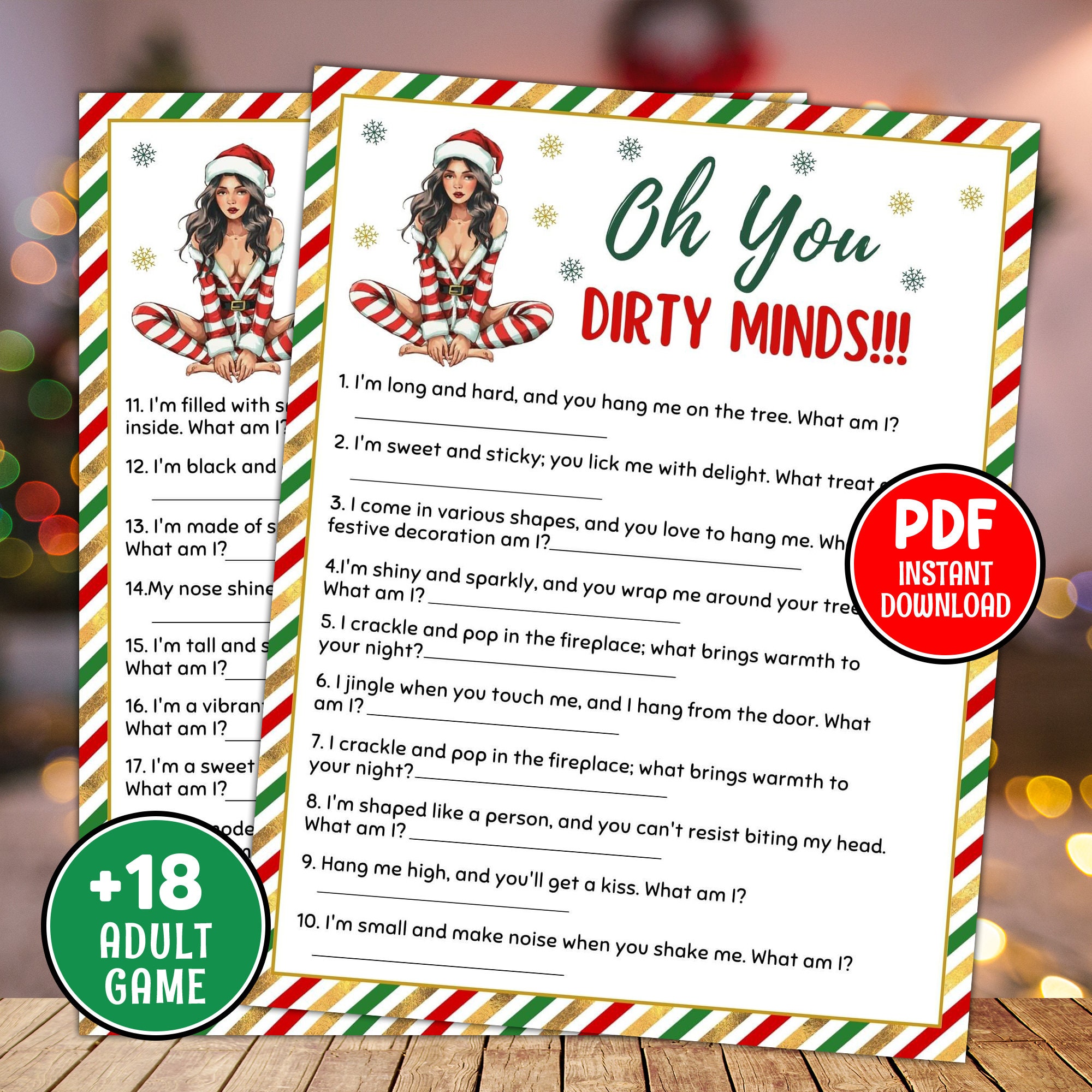 Christmas Ladies Night Dirty Minds | Friendsmas Party | Xmas Printable ...