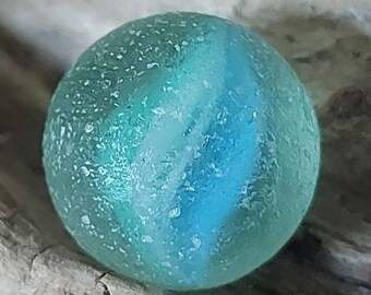 2 Genuine Surf Tumbled Beach Sea Glass Cobalt Blue core Marbles Pendant marble 