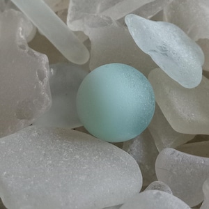 Sage green and white Nova Scotia Seaglass marble alittle bit bigger than average size marble perfectly weathered by the ocean Tumbled froste