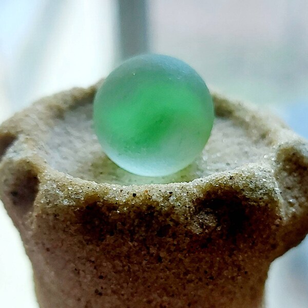 green catseye Nova Scotia Sea glass Marble perfectly weathered by the sea from beaches of the Bay of Fundy,  perfect gift for a beach lover!