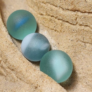 3 Perfectly frosted  Sea Glass marbles found on the beaches of Nova Scotia, Canada