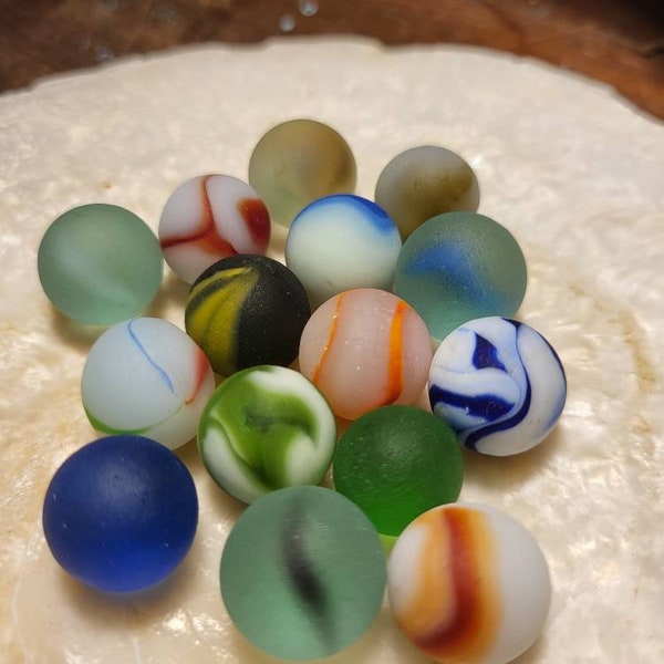 15 Nova Scotia Seaglass marbles Perfectly weathered by the ocean found on the beaches of the Bay of Fundy