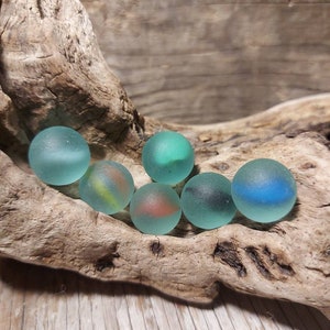 6 beautiful weathered Nova Scotia Seaglass marbles Found on the Bay of fundy beaches