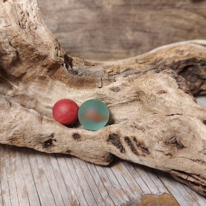 Red clay mini sea glass marble and red cats eye regular seaglass marble Found on the beaches of Nova Scotia Canada