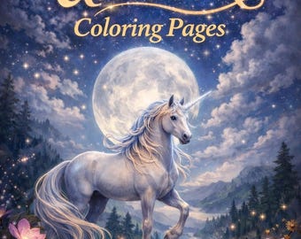 Unicorn Coloring Pages – 125 Printable Mystical Designs (Digital Download)