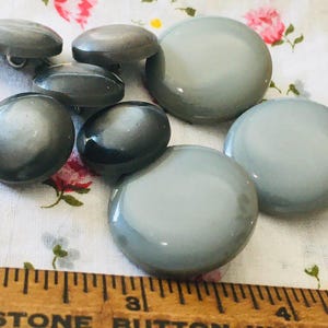 Two Casein Button Sets in Soft-Grey. 8 Buttons Total. Metal Loop Shanks. Seamstress/Taylor Crafter Delight!