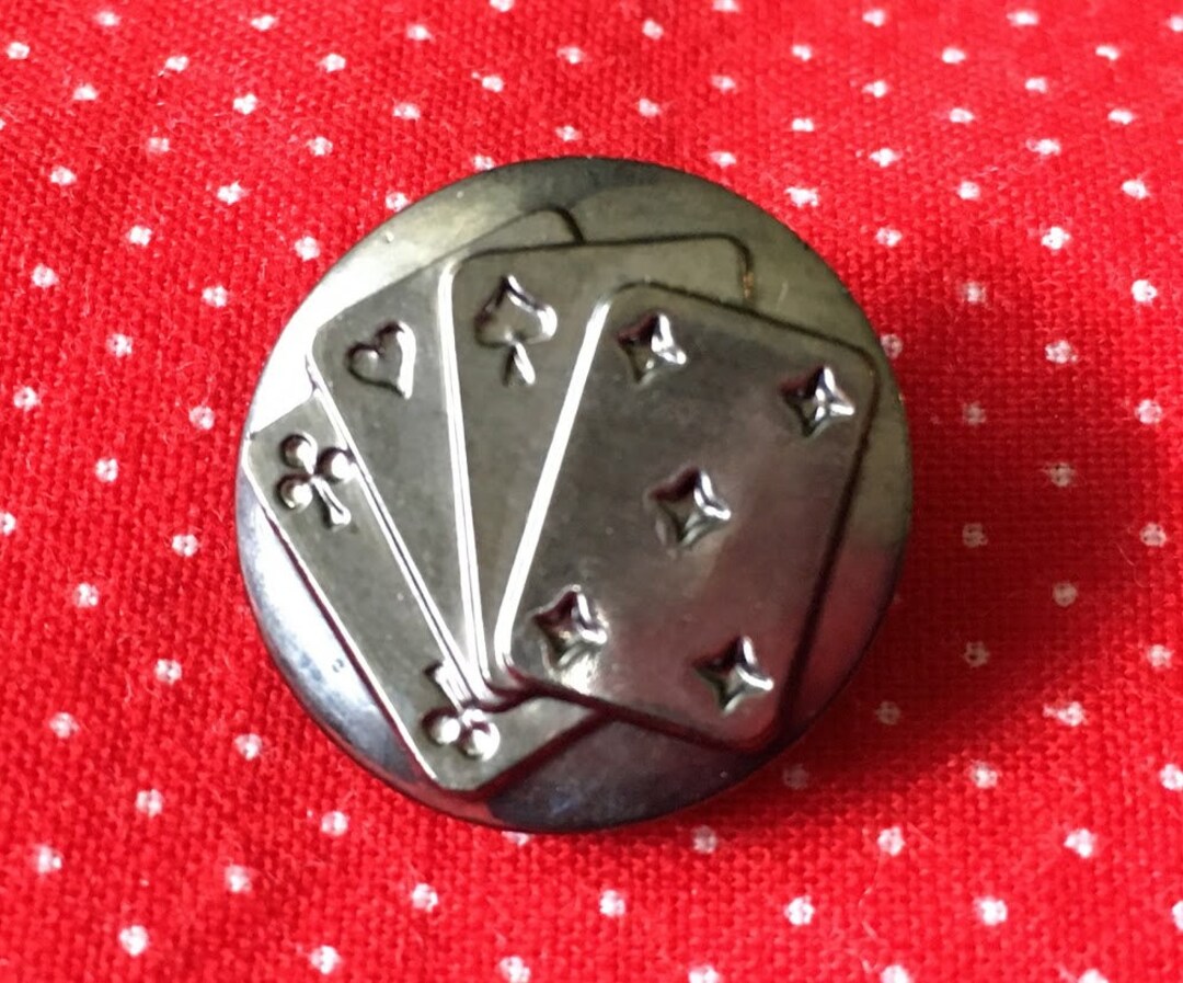 Vintage Black Glass Playing Cards Button With CLUB HEART Etsy