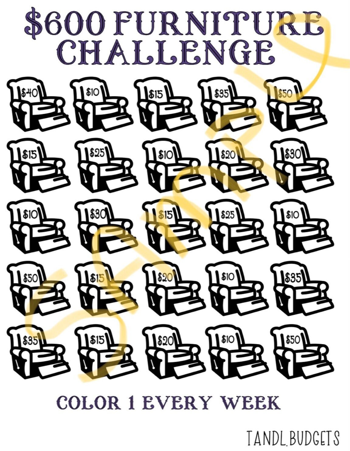 600 Furniture Savings Challenge PDF Etsy
