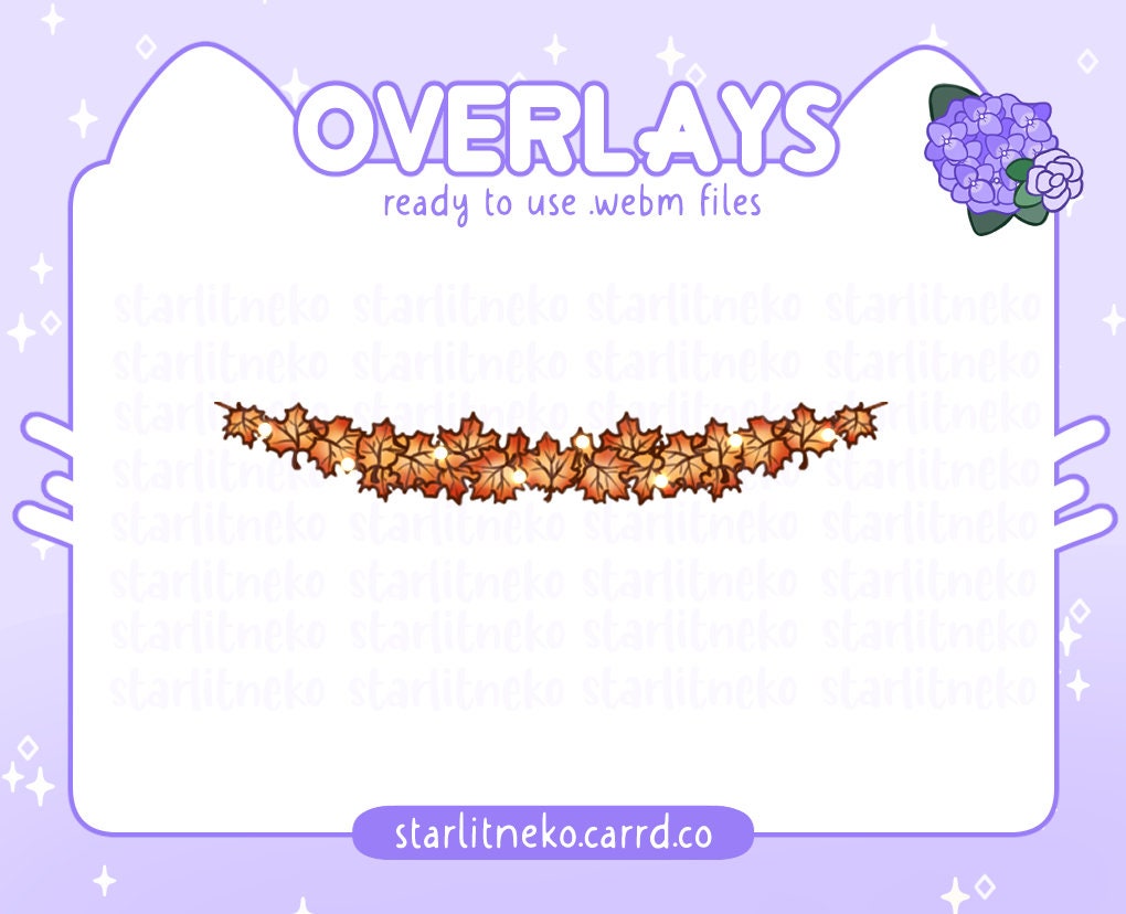 Stream Overlay: Autumn Leaves Garland Lights [P2U, Twitch Overlays, Youtube, Twitch Streamer, Lights, Pumpkin, Halloween]