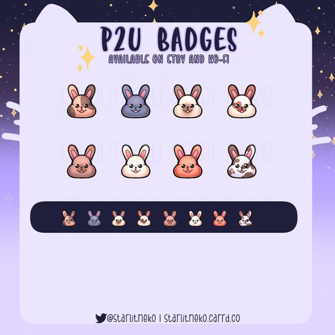 Badges Bunnies P2U Streamer Twitch Badges Twitch Streamer Etsy
