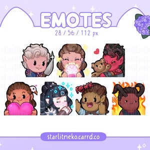Emotes: Baldur&#39;s Gate 3 [P2U Streamer, Twitch Emotes, Discord Emotes, Youtube, Cute, Astarion, Gale, BG3, Karlach, Halsin, Love, Laezel]