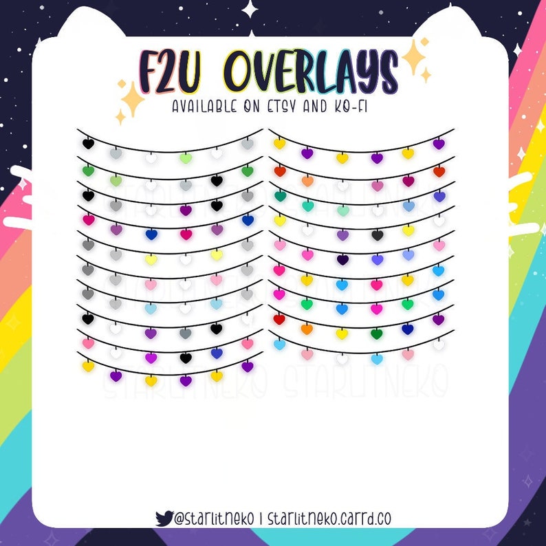 Stream Overlay FREE Pride Heart String Lights F2U Pride Etsy UK