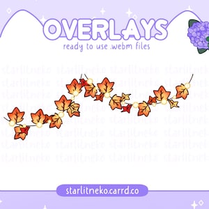 Stream Overlay: Autumn Fall Leaves Animated String Lights [P2U Streamer, Twitch Overlays, Youtube, Twitch Streamer, Lights, Cute]