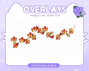 Stream Overlay: Autumn Fall Leaves Animated String Lights [P2U Streamer, Twitch Overlays, Youtube, Twitch Streamer, Lights, Cute]