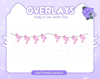 Flamingo String Lights Stream Overlay: Tropical Twitch Overlay