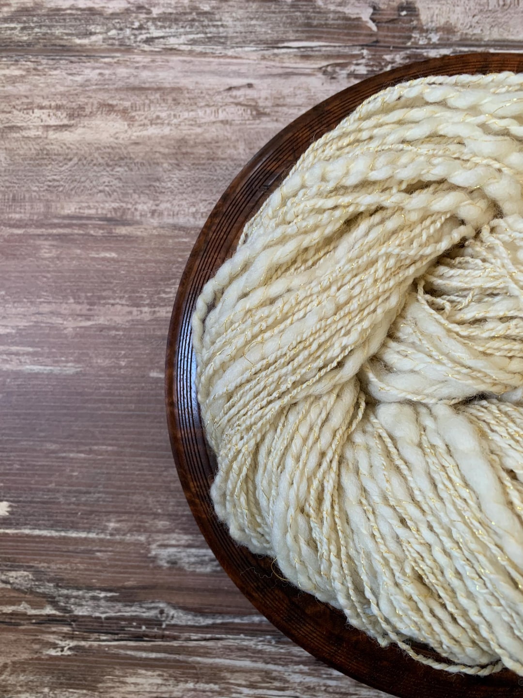 Handspun Wool Art Yarn, Super Bulky 244 Yards. Slubby Cream White ...