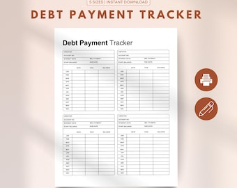 Debt Payment Tracker, Printable Debt Snowball Tracker, Finance Budget Payment Planner, Monthly Budget Organizer, Financial Planning Printout