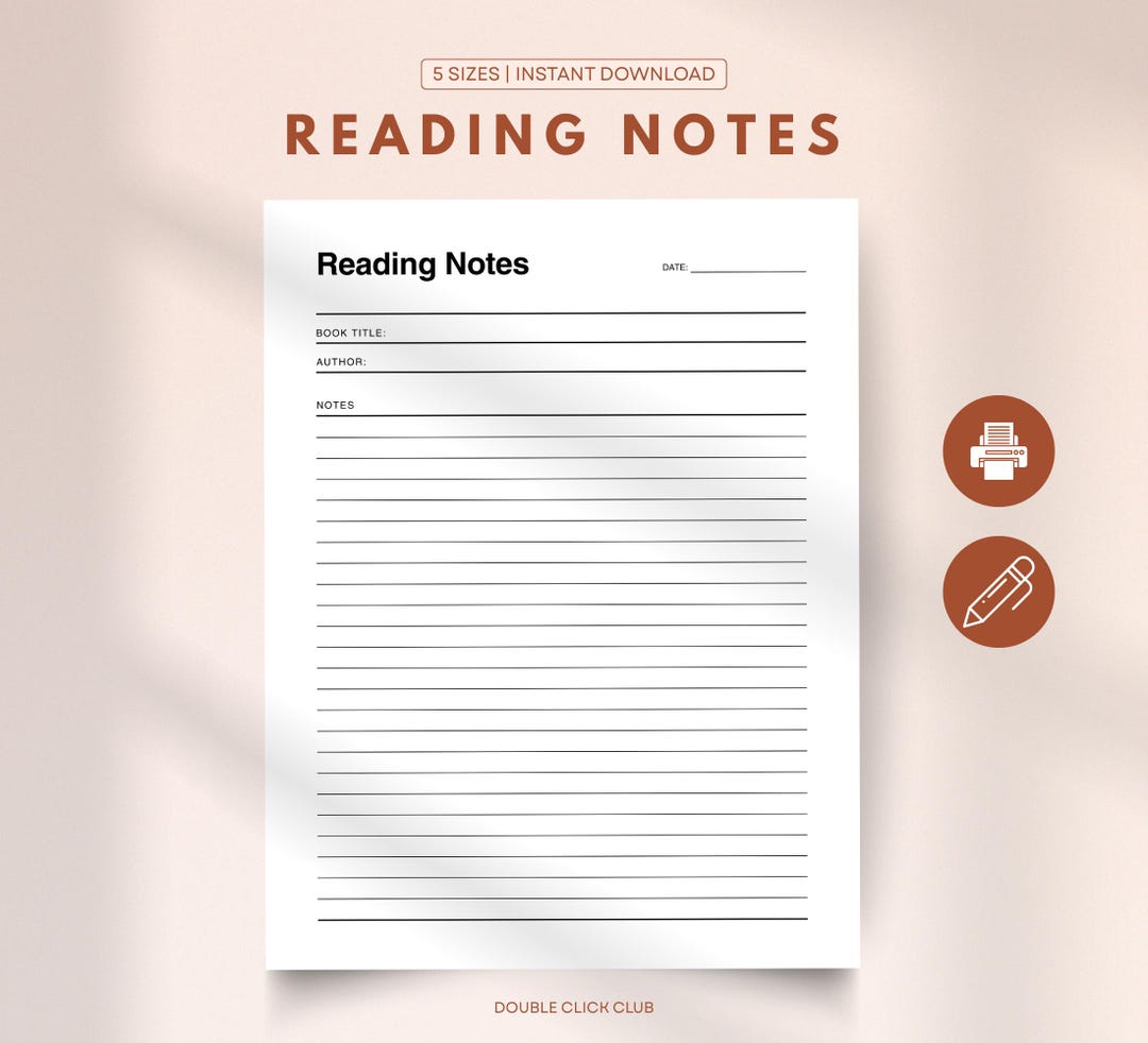 Reading Notebook.pdf Reading Notes Template Printable, Book Log, Book Notes Journal ...