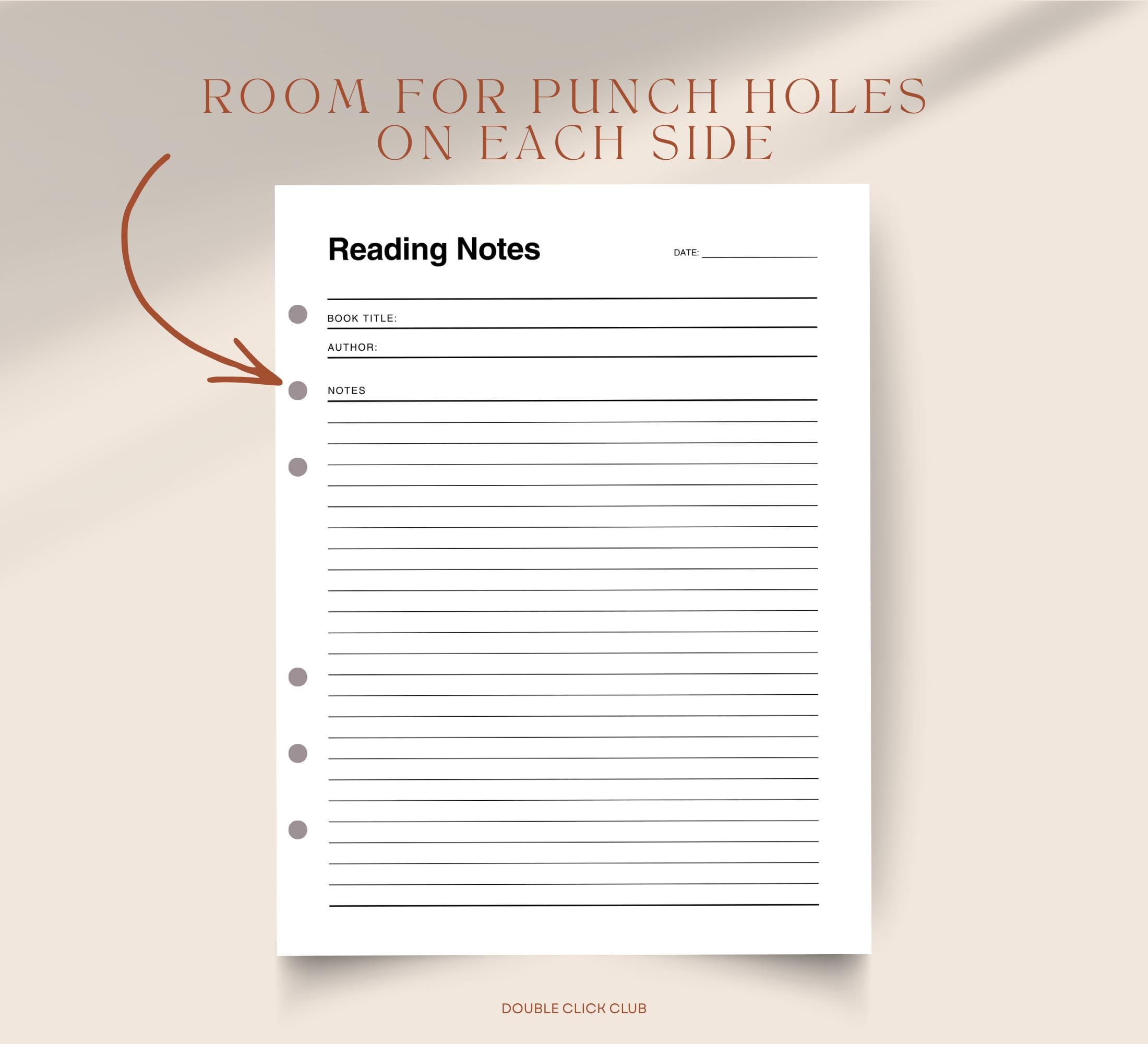 Reading Notes Template Printable, Book Log, Book Notes Journal ...