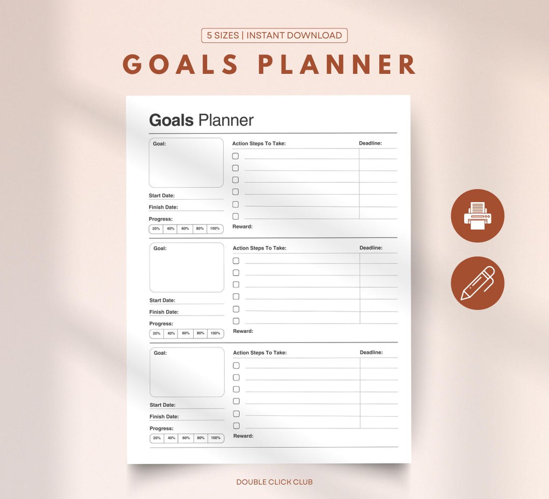 Goals Planner Printable, Goal Tracker, Goal Setting Action Plan ...
