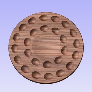 26 huevos redondos de huevo endiablado bandeja para servir-plato- archivos CNC para madera, archivo STL+ Bonus VECTRIC CRV3D