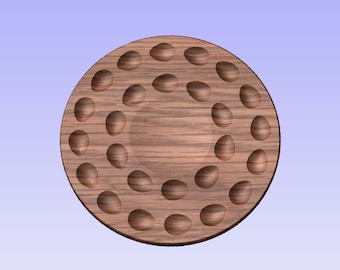 26 Egg Round Devilled Egg Serving Tray-Platter- CNC Files For Wood, STL+ Bonus VECTRIC CRV3D File