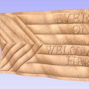 Progressive Pride Flag- Everyone Welcome Here - Wavy Flag - CNC Files For Wood, 3D STL Model + Bonus VECTRIC CRV3D File