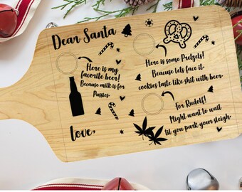 Dear Santa Adult Christmas Cookie Tray SVG, Beer For Santa SVG, Christmas Cutting Board, Pretzels And Beer, Merry Christmas, Christmas Eve