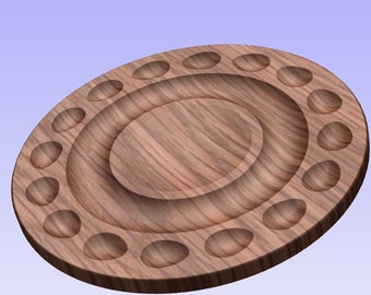 16 Egg Round Devilled Egg/Crackers/Dip  Serving Tray-Platter- CNC Files For Wood, STL+ Bonus VECTRIC CRV3D File