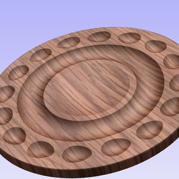 16 Egg Round Devilled Egg/Crackers/Dip  Serving Tray-Platter- CNC Files For Wood, STL+ Bonus VECTRIC CRV3D File