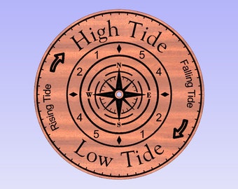 Nautical Compass Tide Clock-Nautical-Tidal-Ocean-Tides Digital Download Cut File Glowforge Vectric-crv-crv3d-svg-dxf