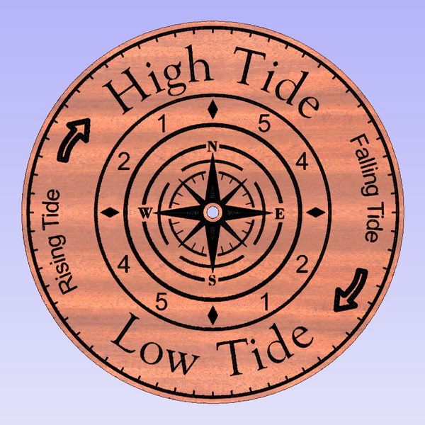 Nautical Compass Tide Clock-Nautical-Tidal-Ocean-Tides Digital Download Cut File Glowforge Vectric-crv-crv3d-svg-dxf