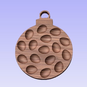 16 huevos redondos de huevo relleno de Navidad ornamento-bandeja-plato-archivos CNC para madera, archivo STL+ Bonus VECTRIC CRV3D