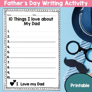 10 cosas que me encantan de mi papá: actividad de escritura para el Día del Padre