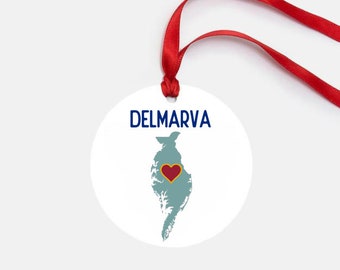 Delmarva Peninsula Ornament Personalized Gift Gloss Coated Aluminum