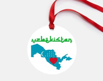 Uzbekistan Ornament Personalized Gift Gloss Coated Aluminum