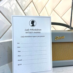Digital, Printable Lady Whistledown Society Papers;  Invitations, announcements, baby showers, gender reveal parties, birthday parties etc.