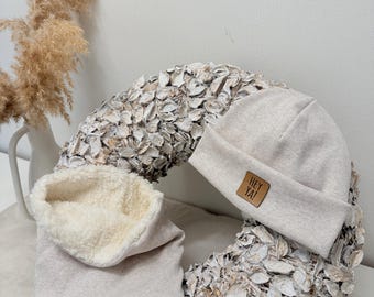Set of beanie and loop | hat | scarf | ribbed jersey