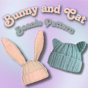 Bunny & Cat Beanie PATTERN(w/ pictures)