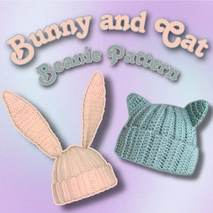 Bunny & Cat Beanie PATTERN(w/ pictures)