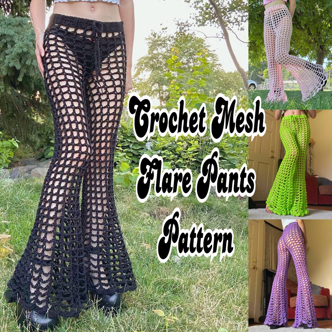 Crochet Mesh Flare Pants Pattern W/pictures 