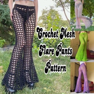 Crochet Mesh Flare Pants Pattern w/Pictures