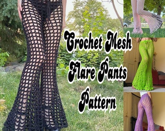 Modèle de pantalon évasé en maille au crochet avec images