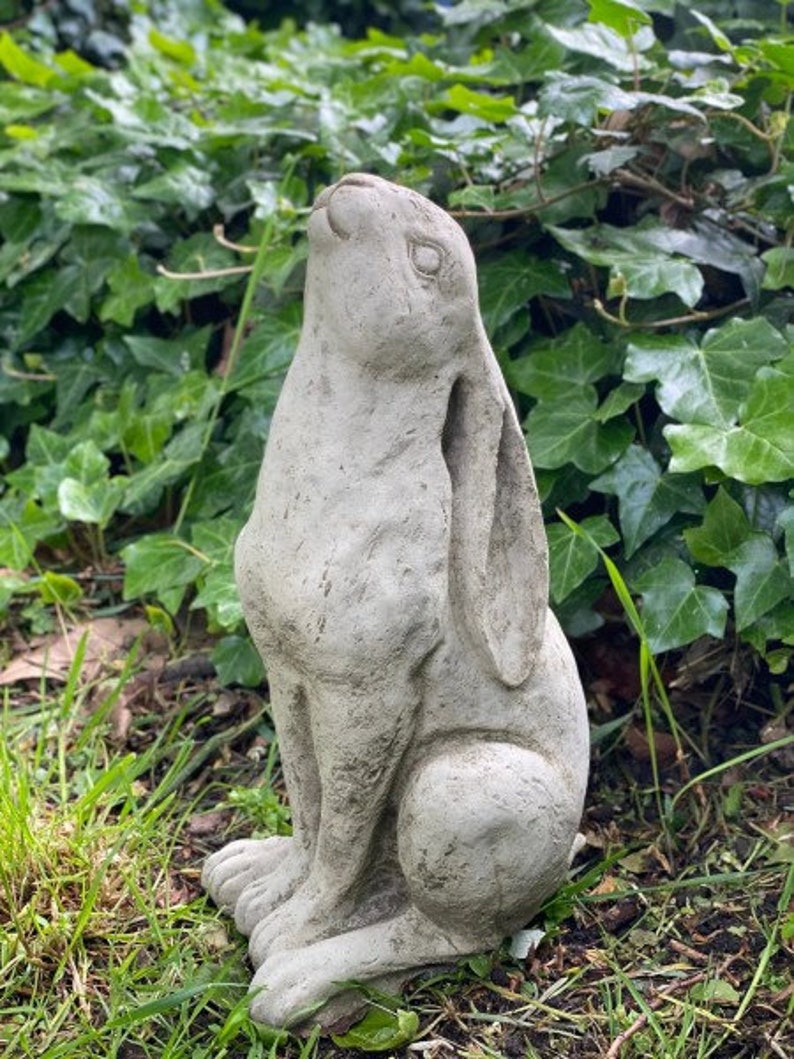 Moon Gazing Hare Statue Stone Garden Ornament Beautifully Etsy