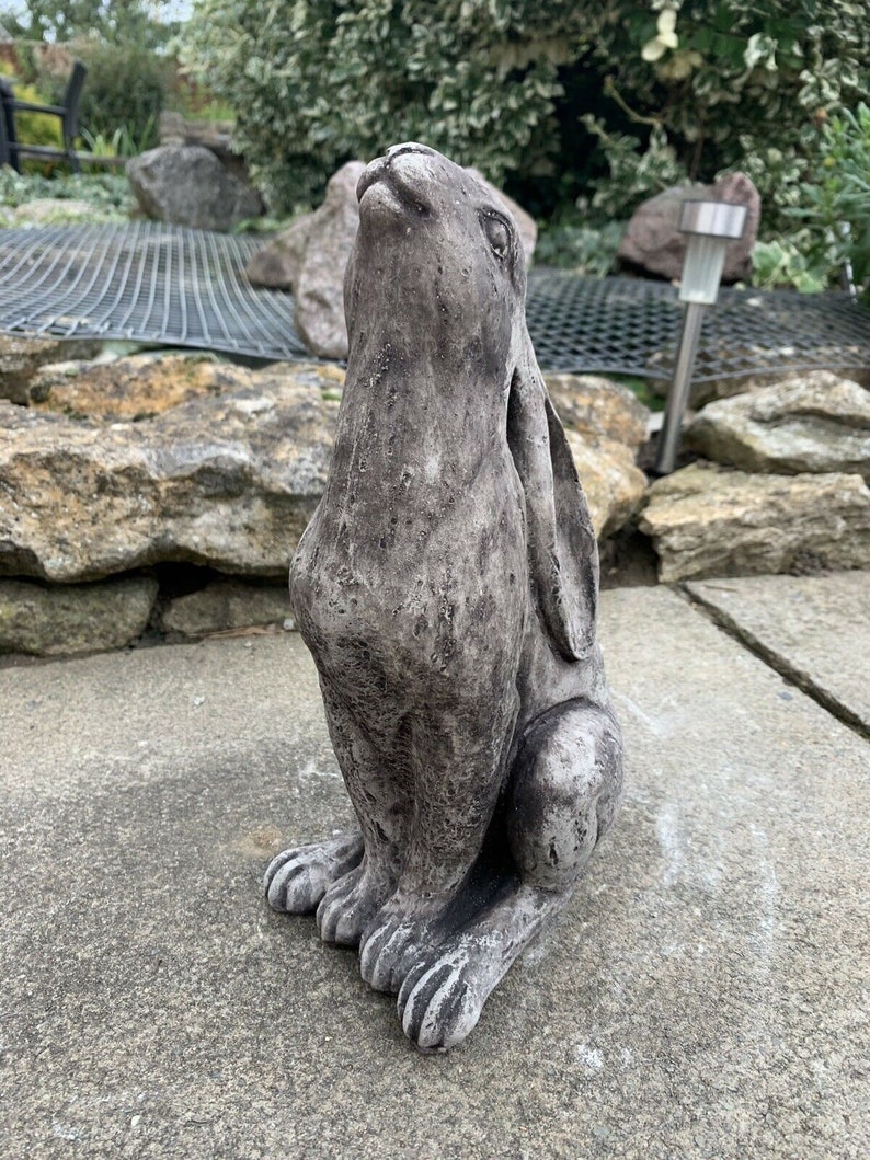 Moon Gazing Hare Statue Stone Garden Ornament Beautifully Etsy